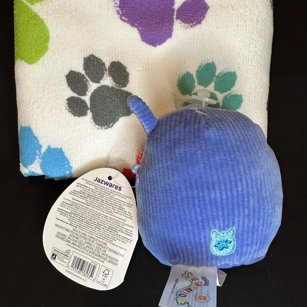 Squishmallows Plush Dog Toy and Microfiber Towels Gift Set